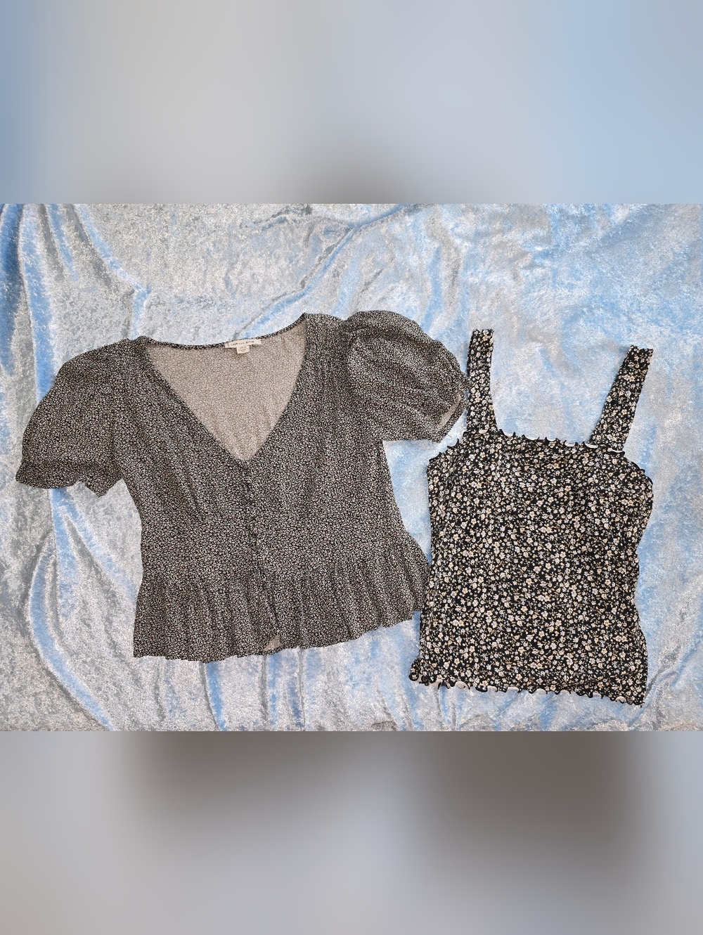 American Eagle Floral Button-Front Peplum Top and Floral Tank